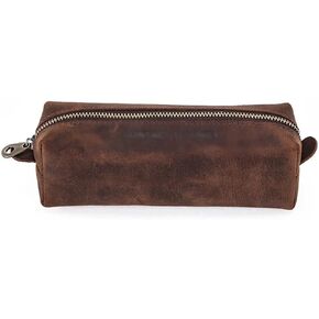 Leather Pen Bag, Zipper, Simple Student Stationery Storage Bag, Square Ballpoint Pen Pen Box