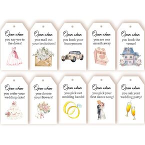 Funmemoir 50pcs Wedding Planning Wine Gift Tags Bridal Shower Tags with String Paper Hanging Labels for Bride to Be Bridal Shower Bachelorette Engagement Wedding Party Favors