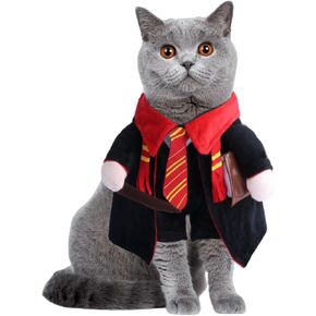 DELIFUR Dog Halloween Wizard Costume - Pet Adorable Fantacy Clothes Cat Cosplay Holiday Apparel Dress Up for Small Medium Dog Funny Outfit Adjustable (Wizard, Small)