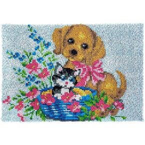 clubevy Latch Hook Rug Kits for Adults Dog/Cat Tapestry Kits Rug Making Kits Embroidery Kits DIY Crochet Yarn Kits for Beginners Adults Kids Craft Kit Creative Gift Animals