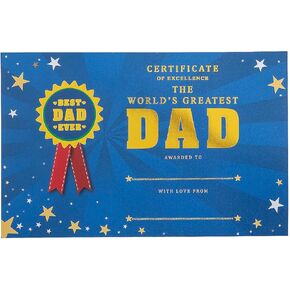 World’s Greatest Dad Certificates with Gold Foil - 12 Pieces