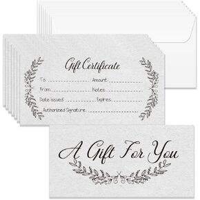 40 Sets Gift Certificate for Business, Blank Gift Cards Certificates with Envelopes, 6.6 x 3.3 Inch Minimalist Handwriting Cards Vouchers for Holiday, Birthday, Restaurant, Spa Makeup Salon in Saudi Arabia
