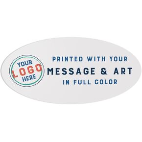 Full Color 3 x 1.5 Oval Business or Personal Name Tag/ID with Magnet, Pin, or Tape - Include Your Photo or Logo and Custom Text