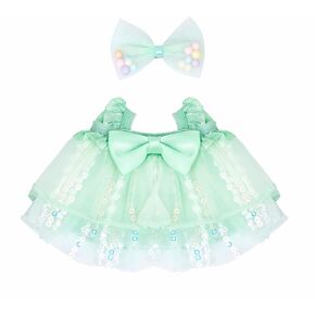 Doll Clothes Set for 15cm/17cm LB Dolls, Princess Dress with Hair Accessory (03.Pink (Hair Flowers+Dress))