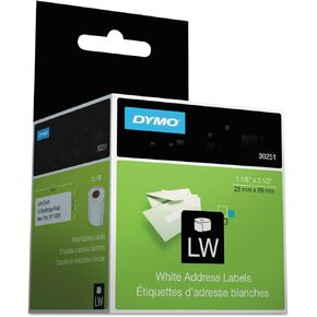 Dymo 30251 ملصقات عنوان CableWriter ، 1 1/8 × 3 1/2 ، أبيض ، 130 ملصقات/لفة ، 2 لفات/حزمة