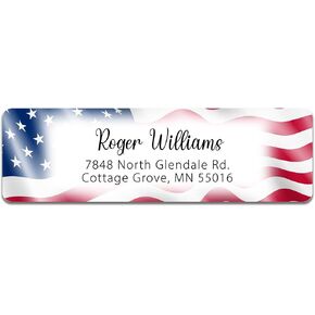 Personalized American Flag Patriotic Return Address Labels - Custom Label Stickers for Mail on Sheets - 50-500 Labels