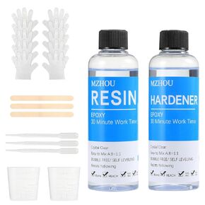 Epoxy Resin Kit, 8.45oz Hardener x1 and 8.45oz Epoxy Resin x1, Fast Curing Art Resin, Heat Resistant Resina Epoxica, Easy to Mix 1:1 Coating and Pouring Resins for Table Tops, Molds, Crafts,DIY