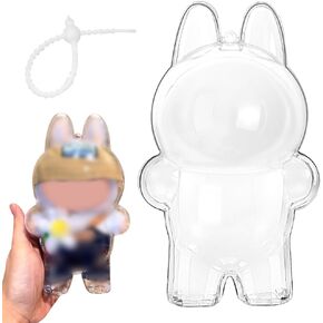 Protective Case for Doll, Acrylic Clear Thickening Display Case with Key Chain for Plush Doll, Storage Dustproof & Portable Showcase for Box (Doll Not Included, Style Standing)