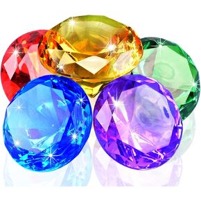 5pcs Extra Large Diving Gems, 60mm Large Diamond Toys, Acrylic Gemstones, Colorful Pirate Treasure for Kids Underwater Gemstone Swimming Training Gift Water Toys