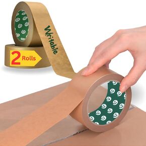 Paper Packing Tape, Self Adhesive Recyclabe, Eco Friendly Heavy Duty Writable & Uncoated Packaging Tape for Box & Carton Shipping, Sealing, Moving Supplies, 2 in. x 55 Yd., 2 Tape Rolls (2 Rolls)