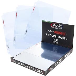 BCW LaserWeld 3-Pocket Currency Page - 100ct | Archival Polypropylene | Top-Loading, Acid-Free, Clear Binder Sleeves | Ideal for Dollar Bill, Currency, Money, and Coin Collecting Supplies