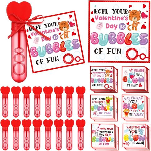24 Set 4th of July Party Favor Gifts for Kids Include Red White and Blue Patriotic Bubble Wands with Solution, Bubble of Fun Greeting Cards for Independence Day Decor Classroom Prize in Kuwait