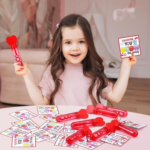24 Set 4th of July Party Favor Gifts for Kids Include Red White and Blue Patriotic Bubble Wands with Solution, Bubble of Fun Greeting Cards for Independence Day Decor Classroom Prize in Kuwait