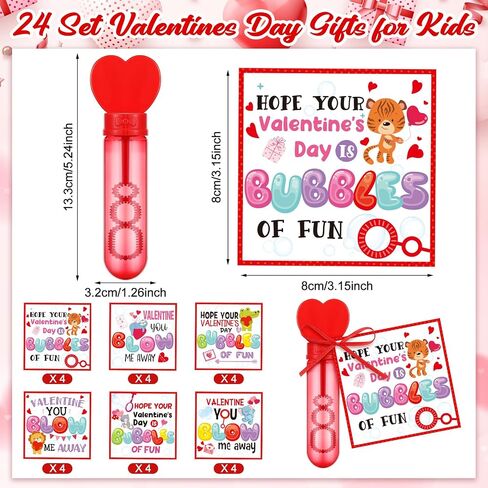 24 Set 4th of July Party Favor Gifts for Kids Include Red White and Blue Patriotic Bubble Wands with Solution, Bubble of Fun Greeting Cards for Independence Day Decor Classroom Prize in Kuwait