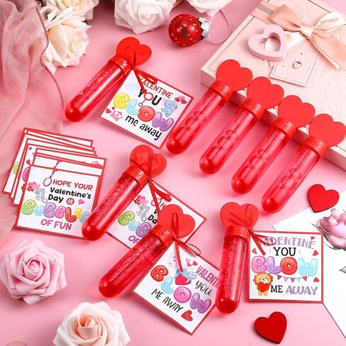 24 Set 4th of July Party Favor Gifts for Kids Include Red White and Blue Patriotic Bubble Wands with Solution, Bubble of Fun Greeting Cards for Independence Day Decor Classroom Prize in Kuwait