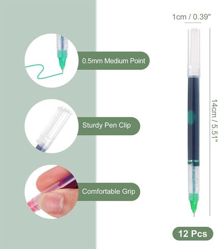 M&G Gel Pen Medium Point 0.5mm, 12 Pack Quick Dry Smooth Gel Ink Rollerball Pen for Home Office Writing Note Taking Journaling Business, Green in Saudi Arabia