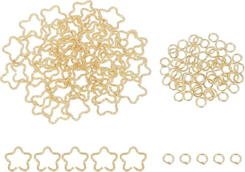 uxcell 100pcs 4mm Open Jump Rings and 16mm Embossed Jump Ring Kit, Closed Flower Ring Connector for Bracelet Necklace Pendant Jewelry Keychain DIY Craft Making, Gun Black in Saudi Arabia