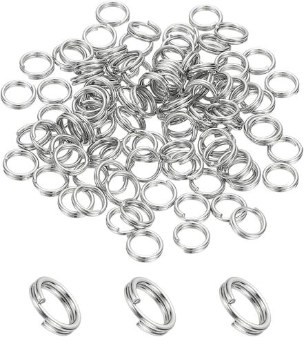PATIKIL Round Split Ring, 100 Pcs 6mm Small Split Rings with Double Loops Metal Small Key Circle for Key Chains Jewelry Making DIY Crafts Ornaments Accessories Pendant, Silver in Saudi Arabia