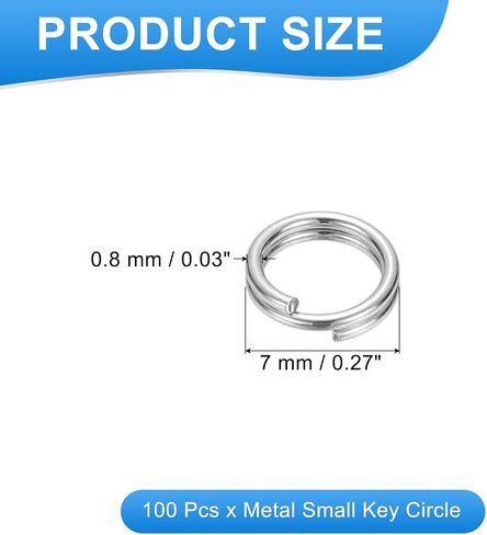 PATIKIL Round Split Ring, 100 Pcs 6mm Small Split Rings with Double Loops Metal Small Key Circle for Key Chains Jewelry Making DIY Crafts Ornaments Accessories Pendant, Silver in Saudi Arabia