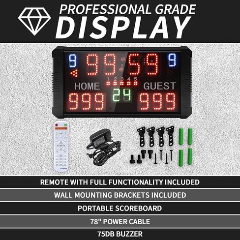 لوحة نتائج كرة السلة على الطاولة مع مؤقت ساعة التسديد، لوحة نتائج إلكترونية مع جهاز تحكم عن بعد وقرن، لوحة نتائج رقمية خارجية، مستلزمات التدريب الاحترافي in Kuwait