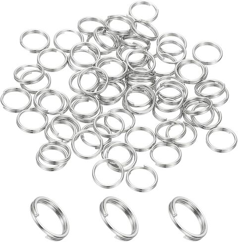PATIKIL Round Split Ring, 60 Pcs 4mm Small Split Rings with Double Loops Metal Small Key Circle for Key Chains Jewelry Making DIY Crafts Ornaments Accessories Pendants, Silver in Saudi Arabia