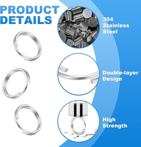 PATIKIL Round Split Ring, 60 Pcs 4mm Small Split Rings with Double Loops Metal Small Key Circle for Key Chains Jewelry Making DIY Crafts Ornaments Accessories Pendants, Silver in Saudi Arabia