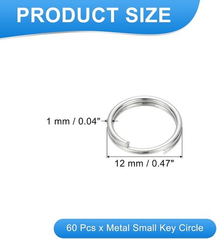 PATIKIL Round Split Ring, 60 Pcs 4mm Small Split Rings with Double Loops Metal Small Key Circle for Key Chains Jewelry Making DIY Crafts Ornaments Accessories Pendants, Silver in Saudi Arabia