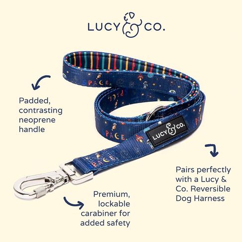 Lucy & Co. 5 قدم الكلب المقود - أفضل مصمم للكلاب المقود - خطوط ومراكب شراعية زرقاء وبيضاء ، كبيرة in Kuwait