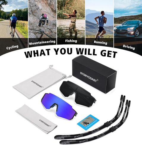 STORYCOAST Polarized Sports Sunglasses for Men Women,Driving Fishing Cycling Mountain Bike Sunglasses UV400 Protection in Saudi Arabia