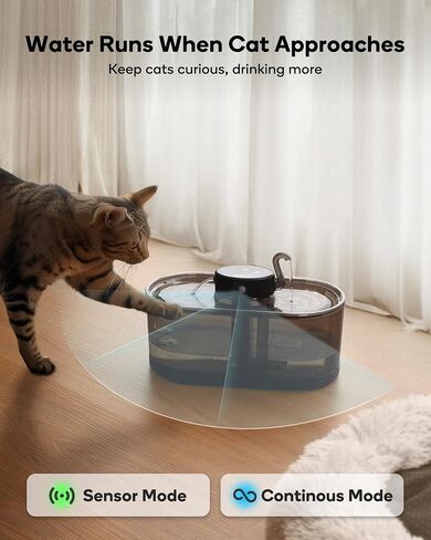 Cat Water Fountain Cordless, 108oz/3.2L Cengcen Wireless Cat Fountains for Drinking, Pet Water Fountains for Cats Indoor, Automatic Cat Water Dispenser Battery Operated 5000mAh Rechargeable, Black in Kuwait