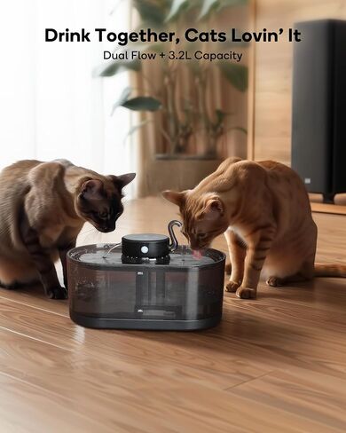 Cat Water Fountain Cordless, 108oz/3.2L Cengcen Wireless Cat Fountains for Drinking, Pet Water Fountains for Cats Indoor, Automatic Cat Water Dispenser Battery Operated 5000mAh Rechargeable, Black in Kuwait