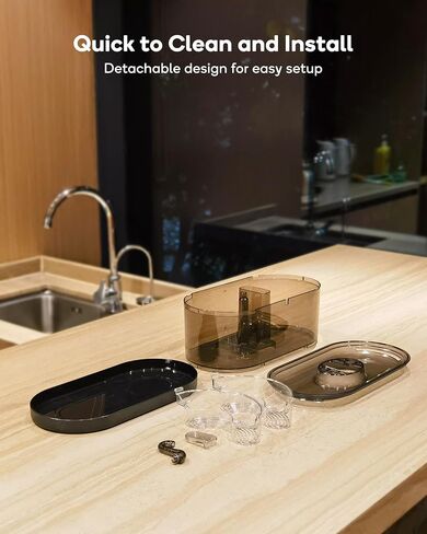 Cat Water Fountain Cordless, 108oz/3.2L Cengcen Wireless Cat Fountains for Drinking, Pet Water Fountains for Cats Indoor, Automatic Cat Water Dispenser Battery Operated 5000mAh Rechargeable, Black in Kuwait