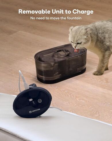 Cat Water Fountain Cordless, 108oz/3.2L Cengcen Wireless Cat Fountains for Drinking, Pet Water Fountains for Cats Indoor, Automatic Cat Water Dispenser Battery Operated 5000mAh Rechargeable, Black in Kuwait
