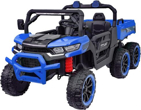 24V 2 Seater 4WD Powered Ride On Dump Truck with Electric Dump Bed, Electric UTV with Remote Control, Shovel, Pull Bow, Music Player for Girls or Boys or Girls-Black in Saudi Arabia