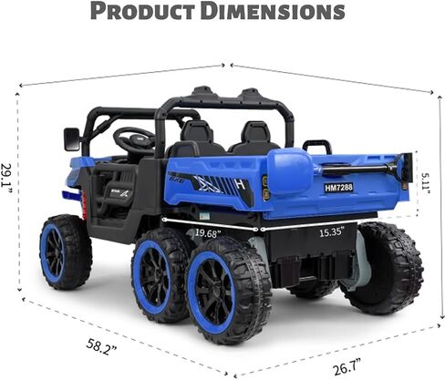 24V 2 Seater 4WD Powered Ride On Dump Truck with Electric Dump Bed, Electric UTV with Remote Control, Shovel, Pull Bow, Music Player for Girls or Boys or Girls-Black in Saudi Arabia
