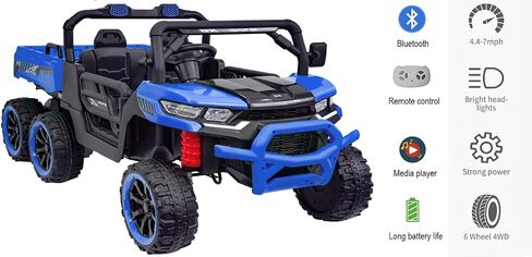 24V 2 Seater 4WD Powered Ride On Dump Truck with Electric Dump Bed, Electric UTV with Remote Control, Shovel, Pull Bow, Music Player for Girls or Boys or Girls-Black in Saudi Arabia