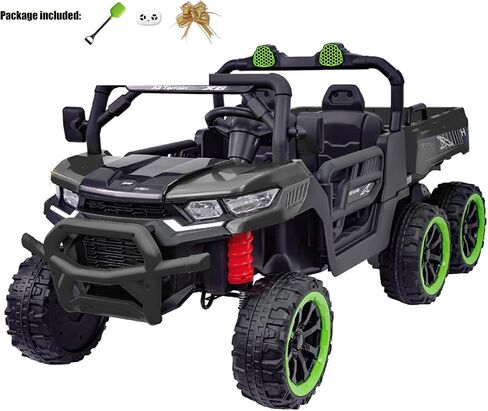 24 فولت 2 مقاعد 4WD ركوب تعمل على شاحنة القمامة مع سرير تفريغ كهربائي ، UTV الكهربائي مع التحكم عن بعد ، المجرفة ، السحب القوس ، مشغل الموسيقى للفتيات أو الأولاد أو الفتيات الأسود in Kuwait