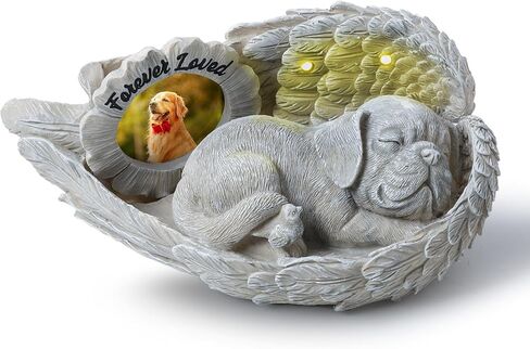 Dog Memorial Gift, Angel Memorial Dog Statue with Photo Frame, Forever My Guardian Angel Garden Solar Light Dogs for Pet Memorial Stone in Saudi Arabia