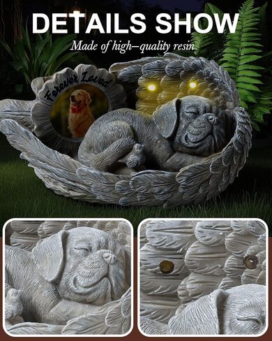 Dog Memorial Gift, Angel Memorial Dog Statue with Photo Frame, Forever My Guardian Angel Garden Solar Light Dogs for Pet Memorial Stone in Saudi Arabia