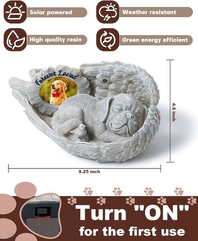 Dog Memorial Gift, Angel Memorial Dog Statue with Photo Frame, Forever My Guardian Angel Garden Solar Light Dogs for Pet Memorial Stone in Saudi Arabia