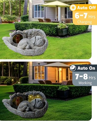 Dog Memorial Gift, Angel Memorial Dog Statue with Photo Frame, Forever My Guardian Angel Garden Solar Light Dogs for Pet Memorial Stone in Saudi Arabia