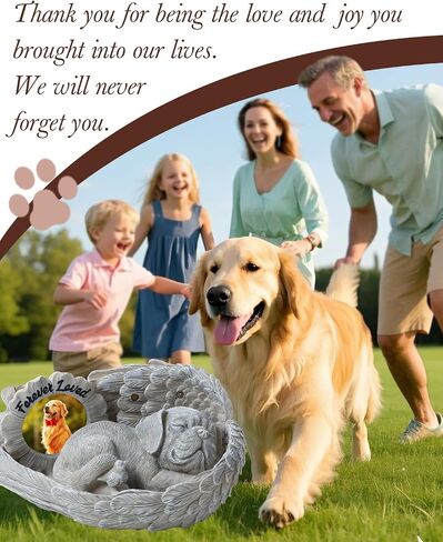 Dog Memorial Gift, Angel Memorial Dog Statue with Photo Frame, Forever My Guardian Angel Garden Solar Light Dogs for Pet Memorial Stone in Saudi Arabia