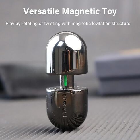 Capsule Fidget Toy for Adults, Metal Fidget Toy with Spinning Top, EDC Toy Haptic Fidget Slider Coin, Slide Push for Stress Anxiety Relief, Stainless Steel, Black in Saudi Arabia