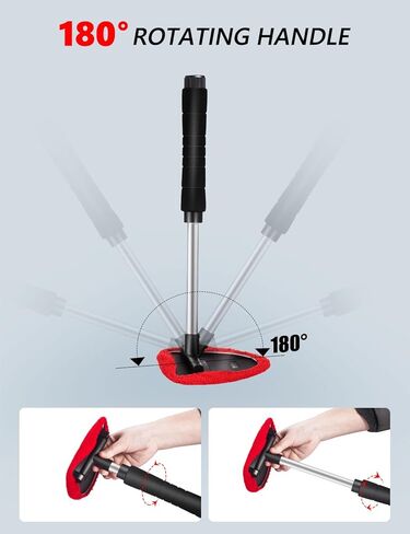 منظف ​​الزجاج الأمامي من توب مارت، أداة تنظيف الزجاج الأمامي بمقبض قابل للتمديد ومنفضة فتحات تهوية للجزء الخارجي للسيارة، طقم تنظيف زجاج السيارة مع قطعة قماش من الألياف الدقيقة قابلة للغسل وقابلة لإعادة الاستخدام in Kuwait