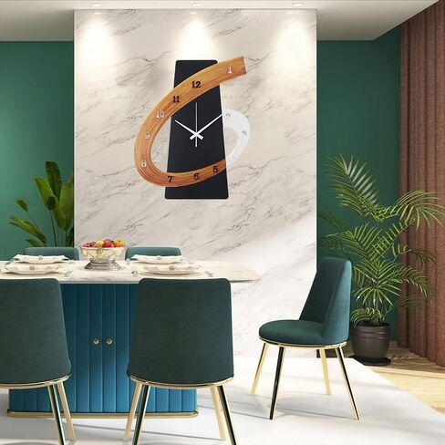 ساعة حائط مزخرفة كبيرة وحديثة ومبتكرة من الشمال، إطار معدني ساعات حائط كوارتز صامتة غير موقوتة لغرفة المعيشة ديكور المدخل وغرفة النوم والمقاهي ومدفأة المكتب (الحجم: 13.8 × 17.3 بوصة (35 × 44 سم)) in Kuwait