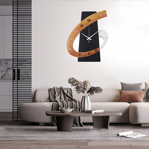 ساعة حائط مزخرفة كبيرة وحديثة ومبتكرة من الشمال، إطار معدني ساعات حائط كوارتز صامتة غير موقوتة لغرفة المعيشة ديكور المدخل وغرفة النوم والمقاهي ومدفأة المكتب (الحجم: 13.8 × 17.3 بوصة (35 × 44 سم)) in Kuwait