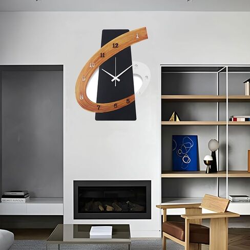 ساعة حائط مزخرفة كبيرة وحديثة ومبتكرة من الشمال، إطار معدني ساعات حائط كوارتز صامتة غير موقوتة لغرفة المعيشة ديكور المدخل وغرفة النوم والمقاهي ومدفأة المكتب (الحجم: 13.8 × 17.3 بوصة (35 × 44 سم)) in Kuwait