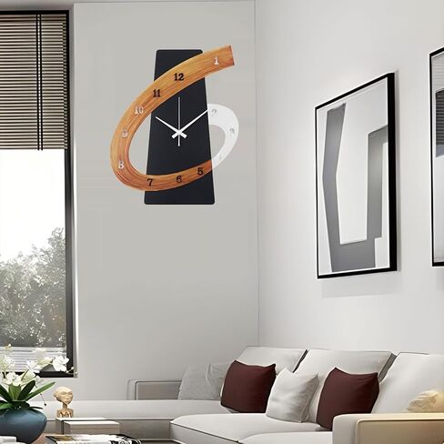 ساعة حائط مزخرفة كبيرة وحديثة ومبتكرة من الشمال، إطار معدني ساعات حائط كوارتز صامتة غير موقوتة لغرفة المعيشة ديكور المدخل وغرفة النوم والمقاهي ومدفأة المكتب (الحجم: 13.8 × 17.3 بوصة (35 × 44 سم)) in Kuwait