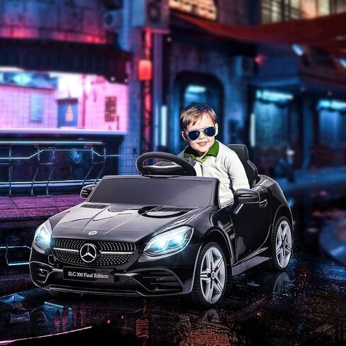 AOSOM Mercedes SLC 300 Kids Corder Carn مع التحكم عن بُعد ، وركوب بطارية 12 فولت يركبون السيارة مع الموسيقى ، والأضواء ، والتعليق لمدة 3-6 سنوات ، أبيض in Kuwait