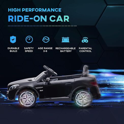 AOSOM Mercedes SLC 300 Kids Corder Carn مع التحكم عن بُعد ، وركوب بطارية 12 فولت يركبون السيارة مع الموسيقى ، والأضواء ، والتعليق لمدة 3-6 سنوات ، أبيض in Kuwait